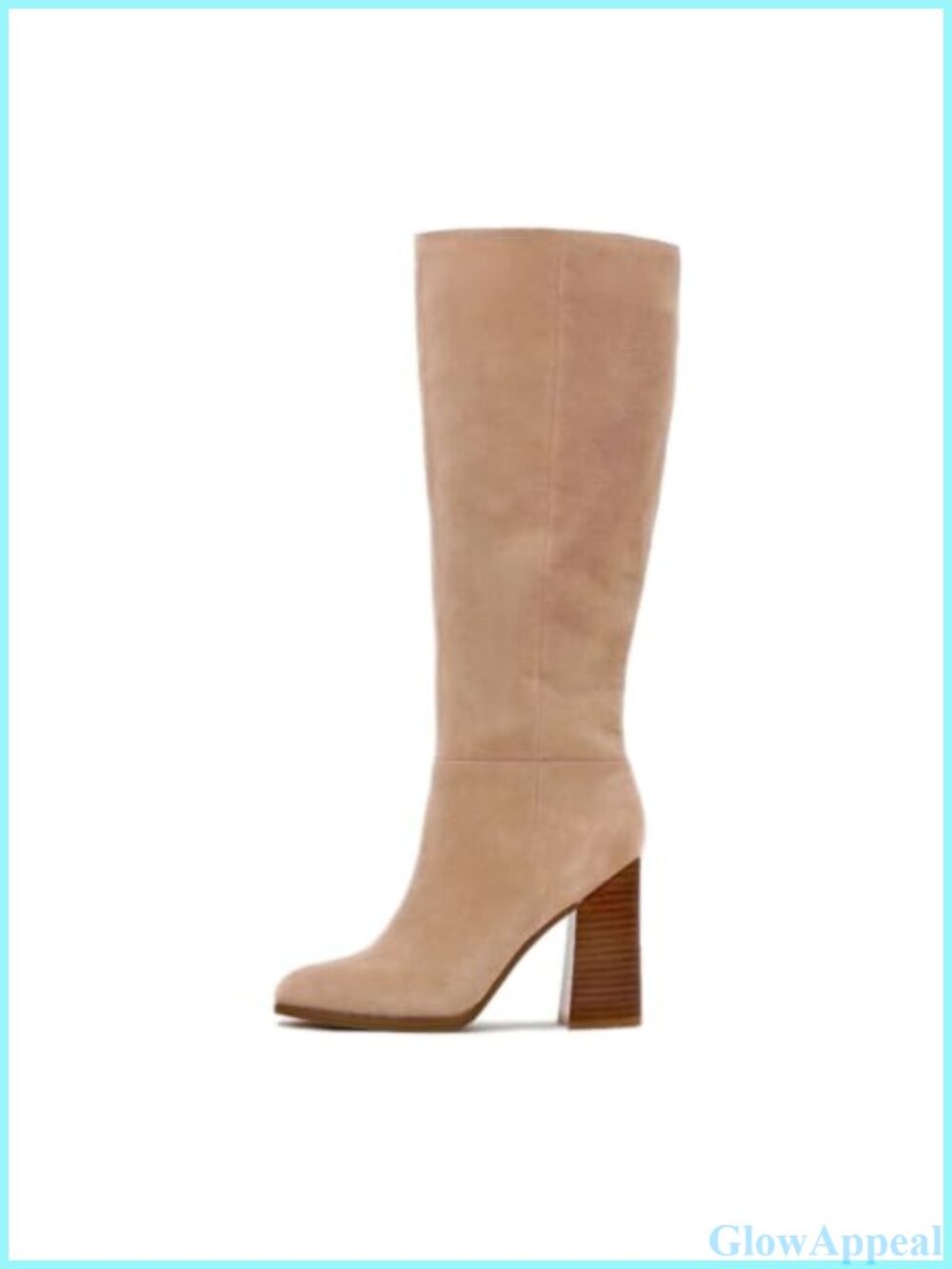 Wide Calf Faux Suede Knee High Slouch Boots Chunky Heel